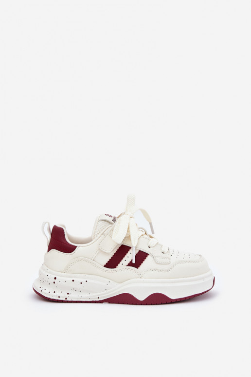 Sneakers Stilvollllschuhe Kindisch mit einer Plattform Beige-Burgund Grellio