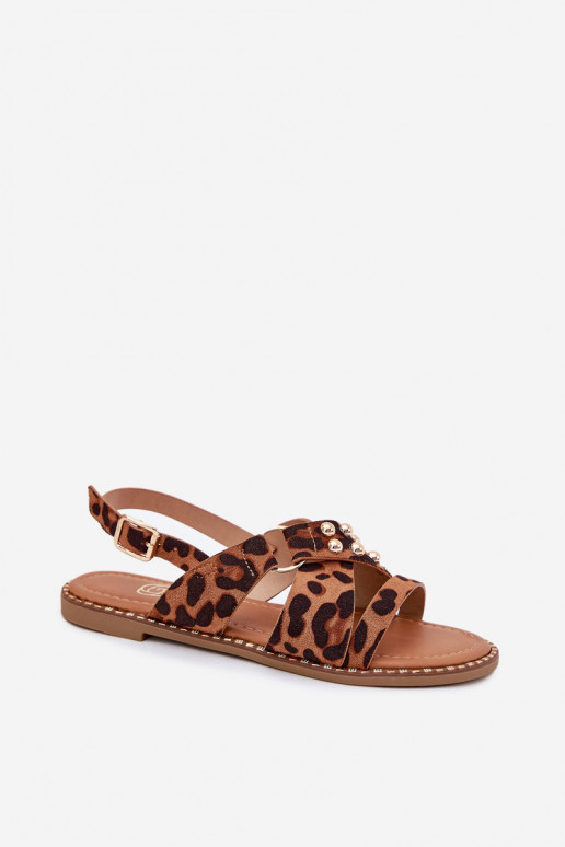 Damensandalen mit breiten Absätzen Ze goldene Farbemi Stollen mit Leopardenfellmuster Zanira Damensandalen mit breiten Absätzen Ze goldene Farbemi Stollen mit Leopardenfellmuster Zanira
