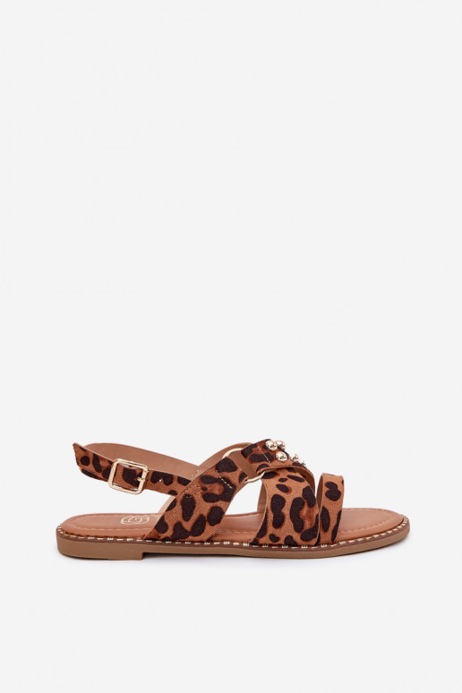 Damensandalen mit breiten Absätzen Ze goldene Farbemi Stollen mit Leopardenfellmuster Zanira Damensandalen mit breiten Absätzen Ze goldene Farbemi Stollen mit Leopardenfellmuster Zanira