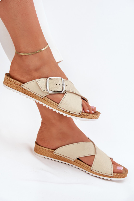 Lederhausschuhe Feminin mit Schnallen Inblu VO0004GU Beige