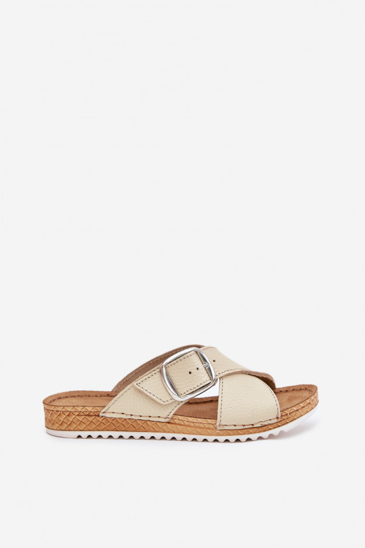 Lederhausschuhe Feminin mit Schnallen Inblu VO0004GU Beige