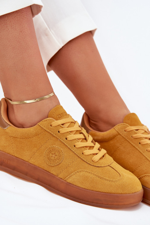 aus INildleder Sneakers Stilvollllschuhe Feminin Big Star RR274846 HI-POLY SYSTEM gelbe Farbe