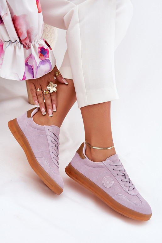 aus INildleder Sneakers Stilvollllschuhe Feminin Big Star RR274850 HI-POLY SYSTEM Violette Farbe