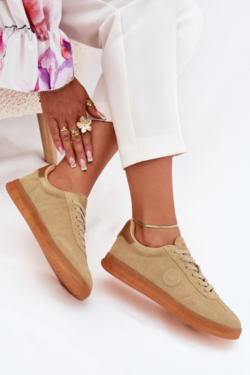 aus INildleder Sneakers Stilvollllschuhe Feminin Big Star RR274849 HI-POLY SYSTEM Beige