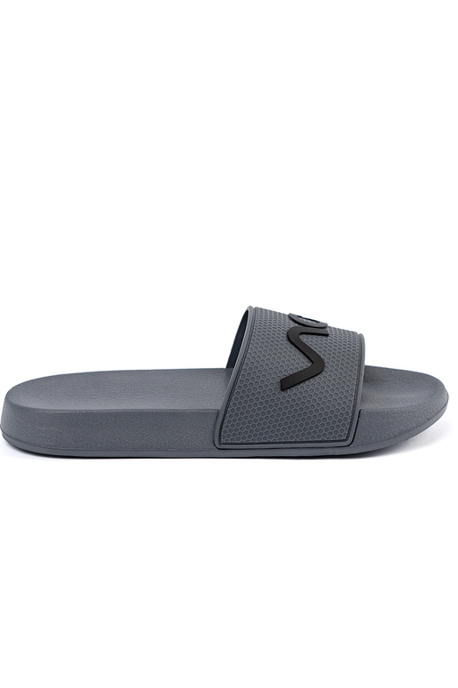 graue Farbe Hausschuhe mit einer Notiz