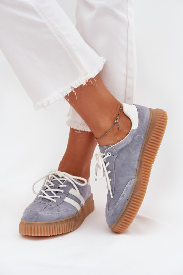 aus INildleder Sneakers Stilvollllschuhe Feminin mit einer Plattform blaue Farbe Venera 2