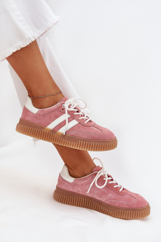 aus INildleder Sneakers Stilvollllschuhe Feminin mit einer Plattform pinke Farbe Venera aus INildleder Sneakers Stilvollllschuhe Feminin mit einer Plattform pinke Farbe Venera