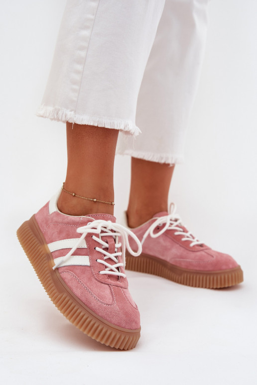 aus INildleder Sneakers Stilvollllschuhe Feminin mit einer Plattform pinke Farbe Venera aus INildleder Sneakers Stilvollllschuhe Feminin mit einer Plattform pinke Farbe Venera
