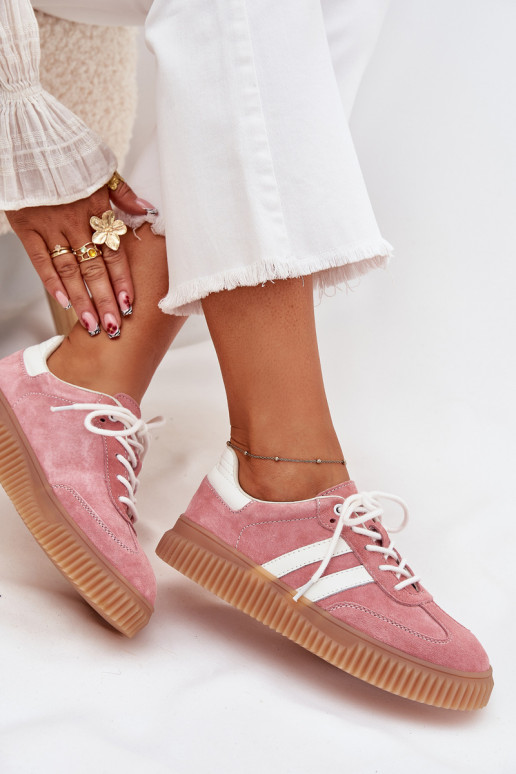 aus INildleder Sneakers Stilvollllschuhe Feminin mit einer Plattform pinke Farbe Venera aus INildleder Sneakers Stilvollllschuhe Feminin mit einer Plattform pinke Farbe Venera