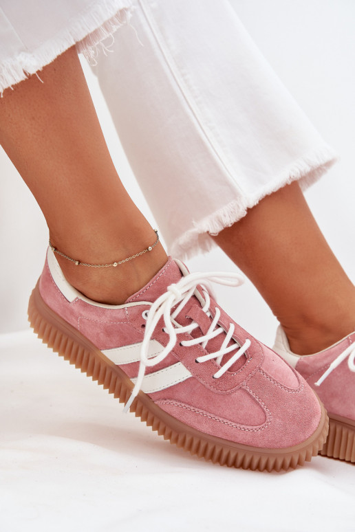 aus INildleder Sneakers Stilvollllschuhe Feminin mit einer Plattform pinke Farbe Venera aus INildleder Sneakers Stilvollllschuhe Feminin mit einer Plattform pinke Farbe Venera