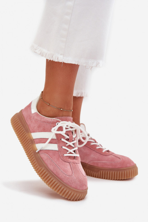 aus INildleder Sneakers Stilvollllschuhe Feminin mit einer Plattform pinke Farbe Venera aus INildleder Sneakers Stilvollllschuhe Feminin mit einer Plattform pinke Farbe Venera