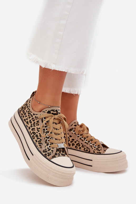 Freizeitschuhe mit einer Plattform mit Leopardenfellmuster Es mussrinae