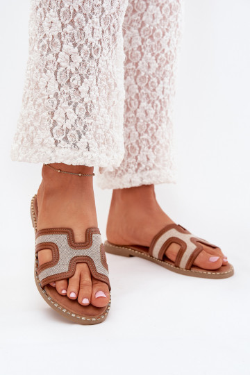 Braune Damen-Slipper mit breiten Absätzen Vereya