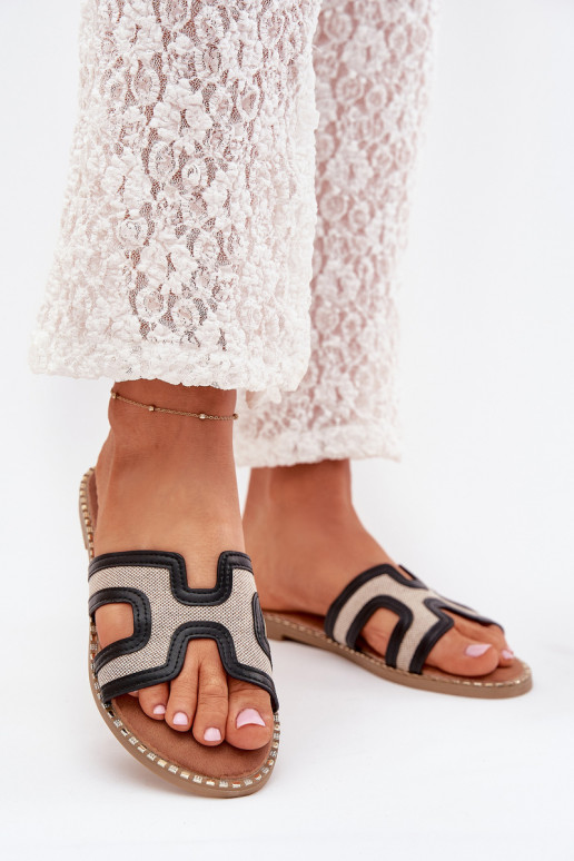 Damenhausschuhe mit breiten Absätzen schZuarze Farbe Vereya