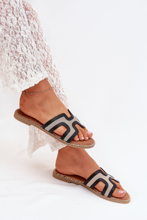 Damenhausschuhe mit breiten Absätzen schZuarze Farbe Vereya