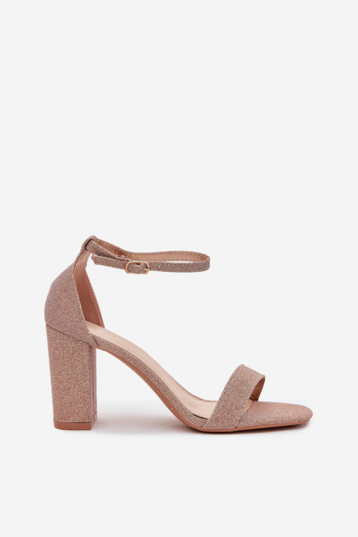 mit Glanz Damen-Sandalen mit hohen Absätzen roségoldene Farbe Kavina