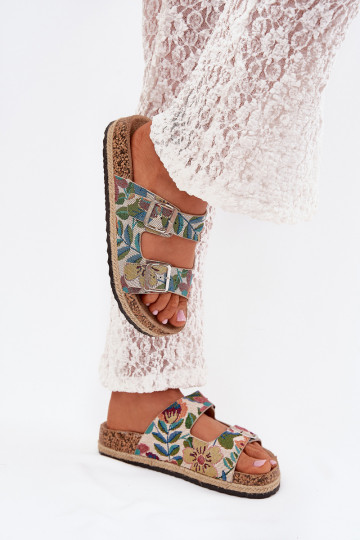 Gemustert Damenhausschuhe mit einer Plattform mit Schnallen Lee Cooper LCIN-25-35-3480L Verschiedene Farben