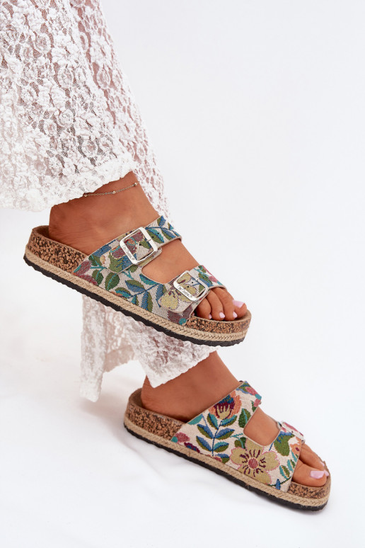 Gemustert Damenhausschuhe mit einer Plattform mit Schnallen Lee Cooper LCIN-25-35-3480L Verschiedene Farben