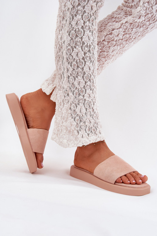 Damenhausschuhe mit einer Plattform Z aus Öko-INildlederu pinke Farbe Jorina Damenhausschuhe mit einer Plattform Z aus Öko-INildlederu pinke Farbe Jorina