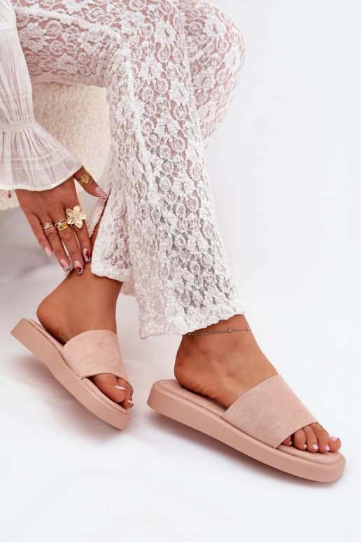 Damenhausschuhe mit einer Plattform Z aus Öko-INildlederu pinke Farbe Jorina Damenhausschuhe mit einer Plattform Z aus Öko-INildlederu pinke Farbe Jorina