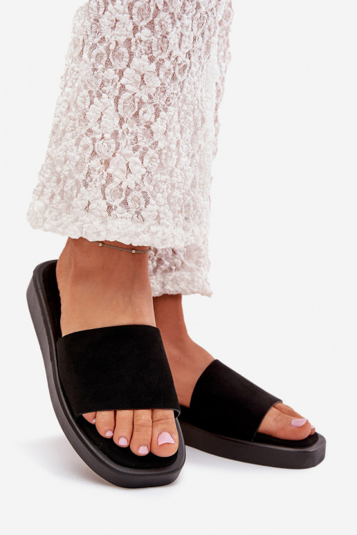 Damenhausschuhe mit einer Plattform Z aus Öko-INildlederu schZuarze Farbe Jorina Damenhausschuhe mit einer Plattform Z aus Öko-INildlederu schZuarze Farbe Jorina