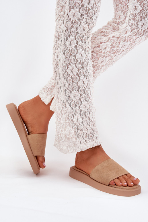 Damenhausschuhe mit einer Plattform Z aus Öko-INildlederu Beige Jorina Damenhausschuhe mit einer Plattform Z aus Öko-INildlederu Beige Jorina