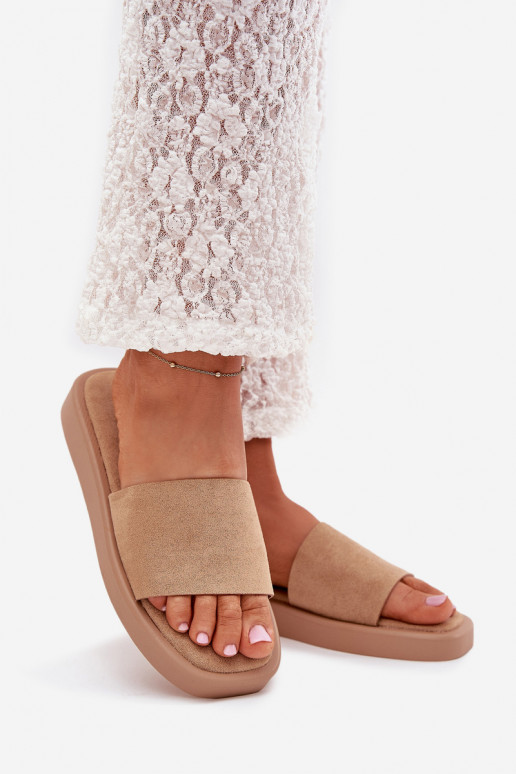 Damenhausschuhe mit einer Plattform Z aus Öko-INildlederu Beige Jorina Damenhausschuhe mit einer Plattform Z aus Öko-INildlederu Beige Jorina