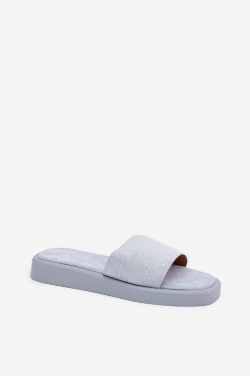 Damenhausschuhe mit einer Plattform Z aus Öko-INildlederu Hellblau Jorina Damenhausschuhe mit einer Plattform Z aus Öko-INildlederu Hellblau Jorina