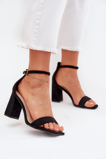 Damen High Heels Sandalen aus Eko-Suede, schwarz Elirae