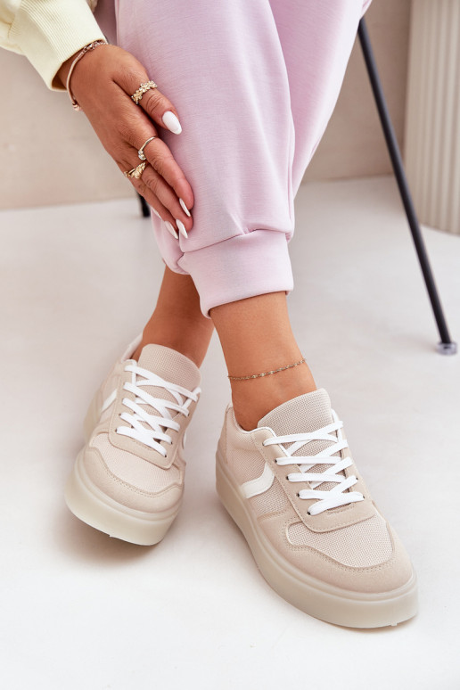 Niedrig Sneakers Stilvollllschuhe Feminin mit einer Plattform Beige Telmira