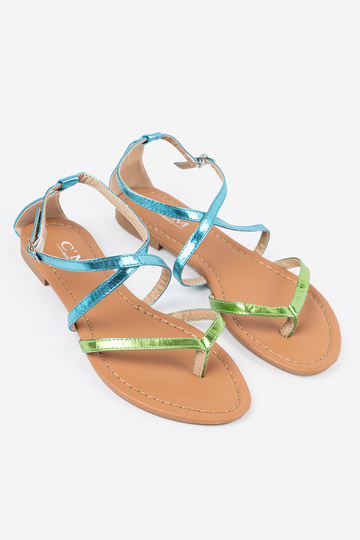 gleichschenklig Sandalen z zielono Blaumi paseczkami