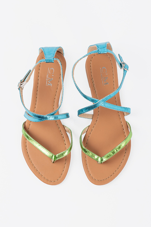 gleichschenklig Sandalen z zielono Blaumi paseczkami gleichschenklig Sandalen z zielono Blaumi paseczkami