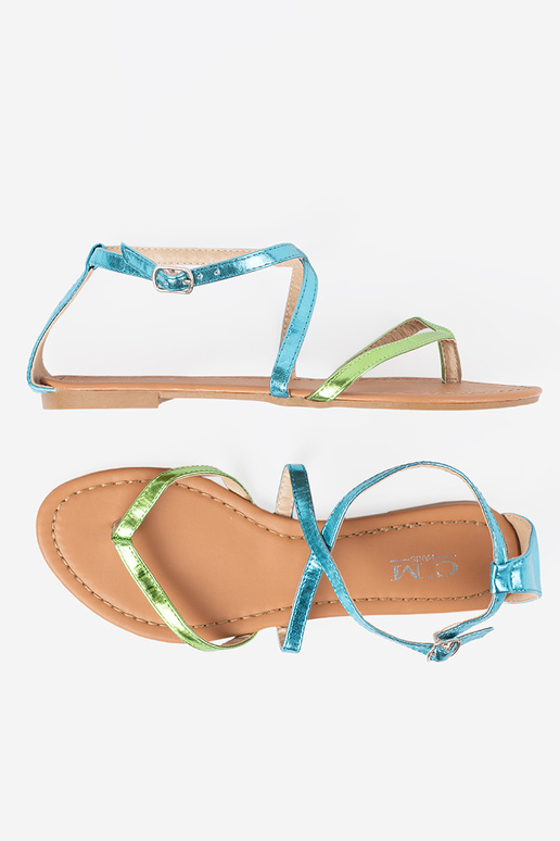 gleichschenklig Sandalen z zielono Blaumi paseczkami gleichschenklig Sandalen z zielono Blaumi paseczkami
