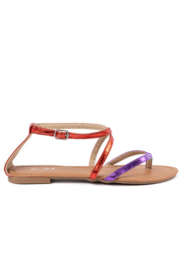 gleichschenklig Sandalen z lila Rotmi paseczkami 2