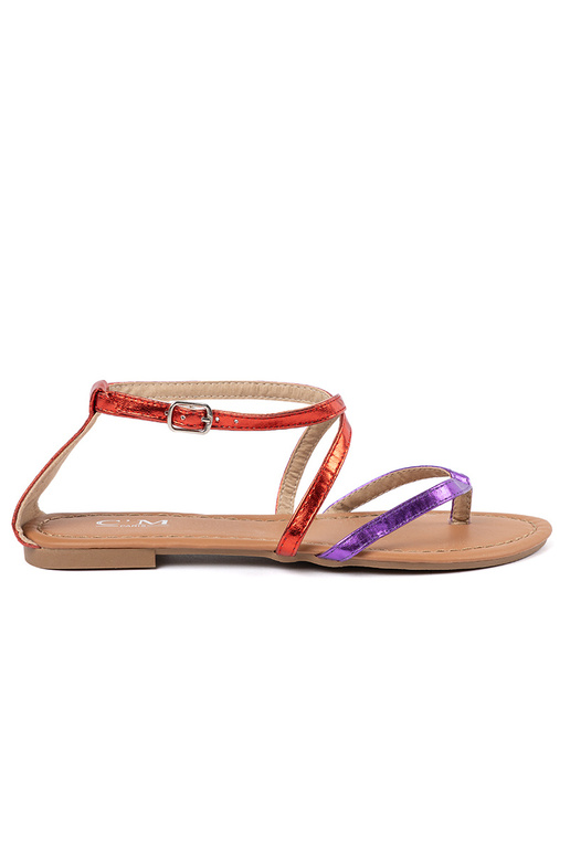 gleichschenklig Sandalen z lila Rotmi paseczkami gleichschenklig Sandalen z lila Rotmi paseczkami