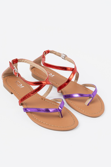 gleichschenklig Sandalen z lila Rotmi paseczkami