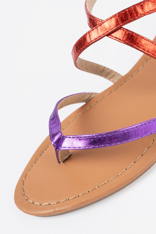 gleichschenklig Sandalen z lila Rotmi paseczkami gleichschenklig Sandalen z lila Rotmi paseczkami