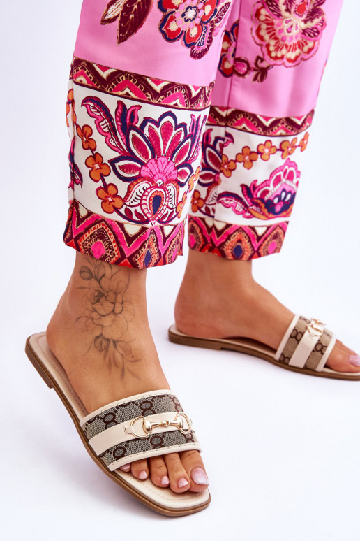 Klassische flache Hausschuhe Beige Es mussrlene