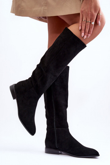 aus INildleder Stiefel mit breiten Absätzen schZuarze Farbe Eelin 2