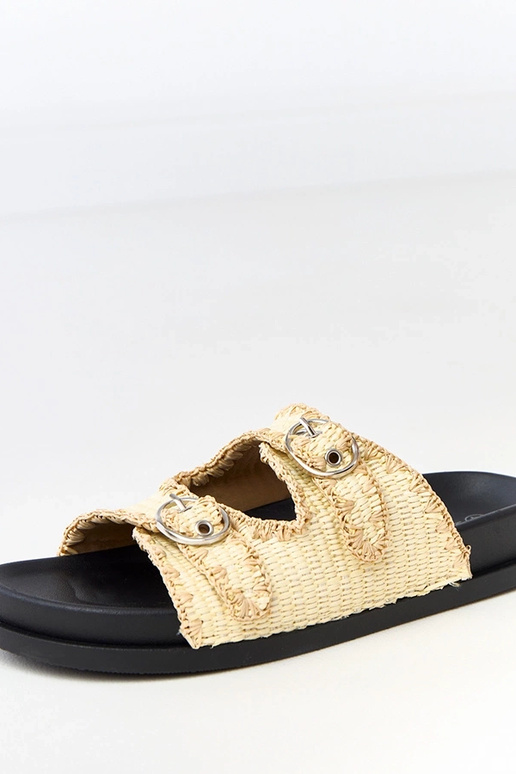 Beige geflochtene Slipper mit...
