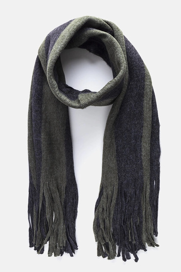 Grün-grauer Schal mit Fransen Lana 2