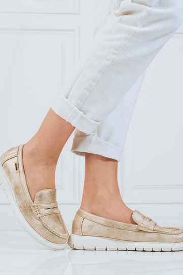 Damenmokassins golden mit flexibler Sohle 2