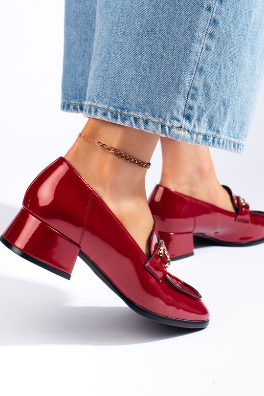 mit Lackeffekt Mokassins für Damen Rot mit Lackeffekt Mokassins für Damen Rot