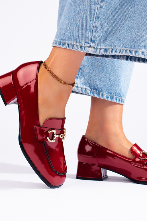 mit Lackeffekt Mokassins für Damen Rot mit Lackeffekt Mokassins für Damen Rot