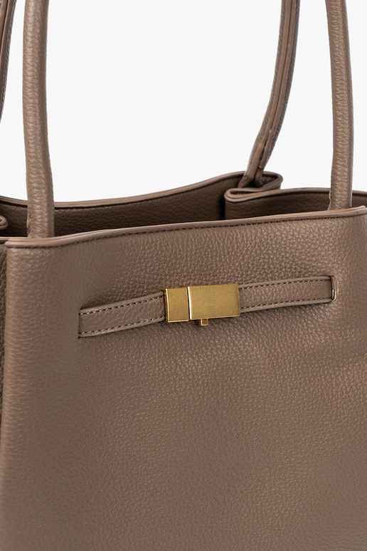 Handtasche/Tasche shopper taupe mit Verschluss Handtasche/Tasche shopper taupe mit Verschluss