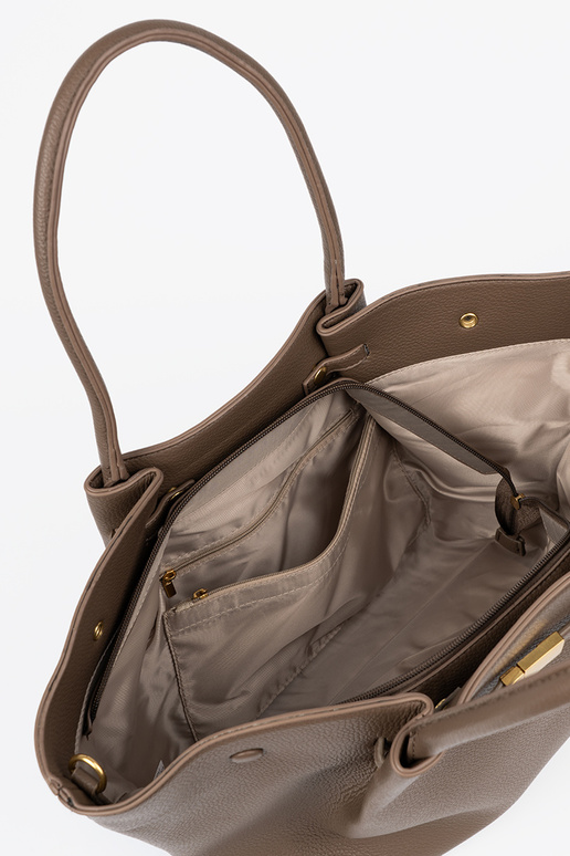 Handtasche/Tasche shopper taupe mit Verschluss Handtasche/Tasche shopper taupe mit Verschluss