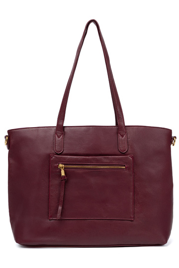 Burgund Handtasche ze goldenmi elementami 2