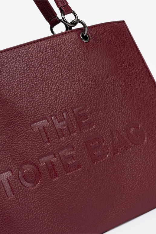 Burgund Handtasche typu tote z tłoczonym napisem Burgund Handtasche typu tote z tłoczonym napisem