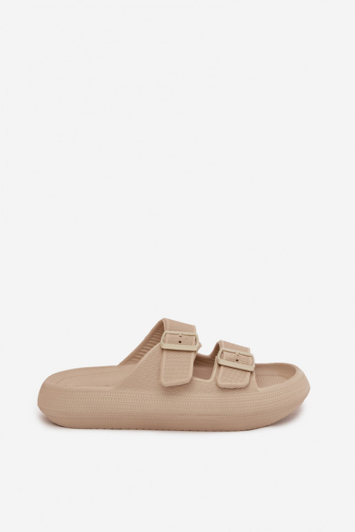 Leichte Hausschuhe Damenhausschuhe mit Schnallen Vinceza 76056 Beige Leichte Hausschuhe Damenhausschuhe mit Schnallen Vinceza 76056 Beige