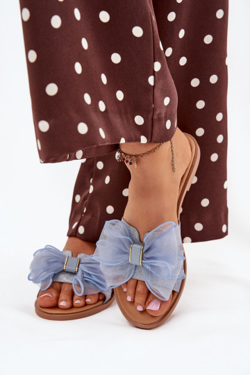 Damenhausschuhe mit breiten AbsätzenTiuloZuą Bogen Denim-Es mussterial Tanira 2